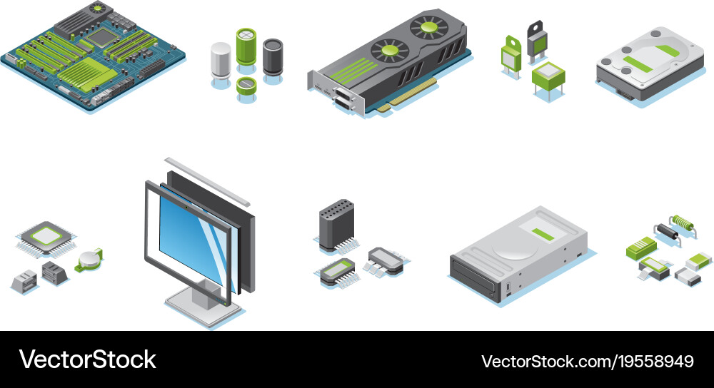 Computer Hardware Components Set vector image
