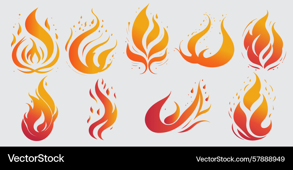 Flame icon set Vector Image