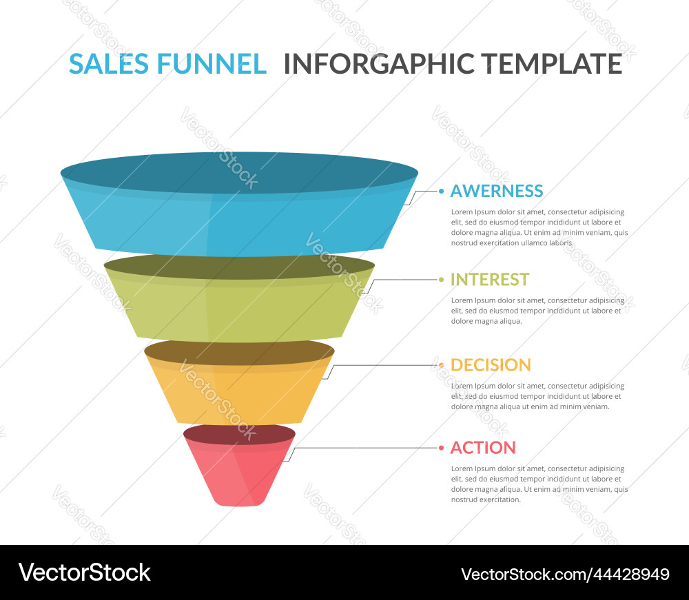 Funnel diagram template Royalty Free Vector Image