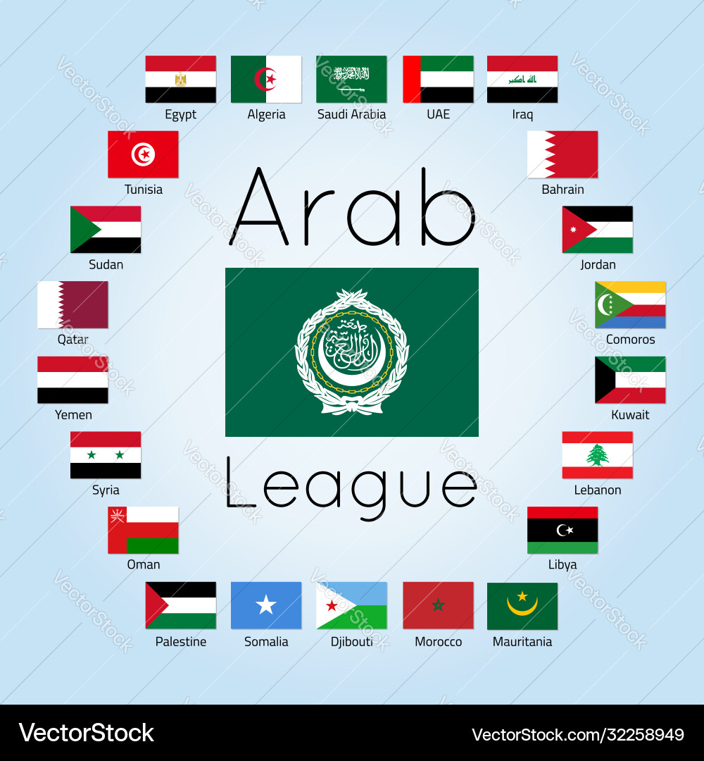 League arab states countries flags League arab states countries flags vector image