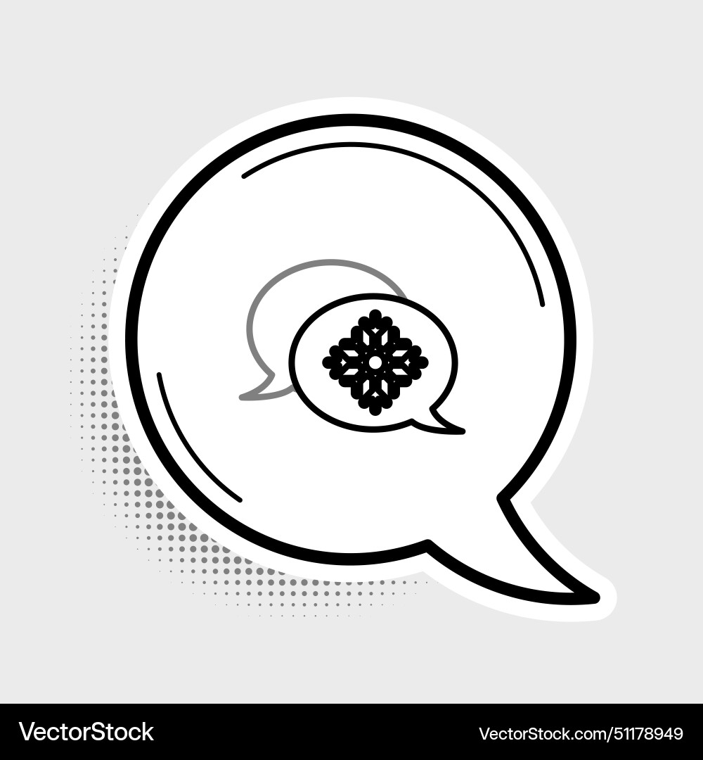 Line snowflake with speech bubble icon isolated Vector Image