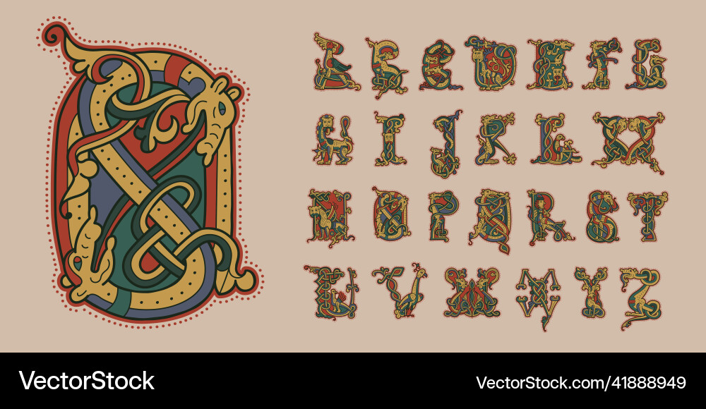 Medieval Beast Initial Script vector image
