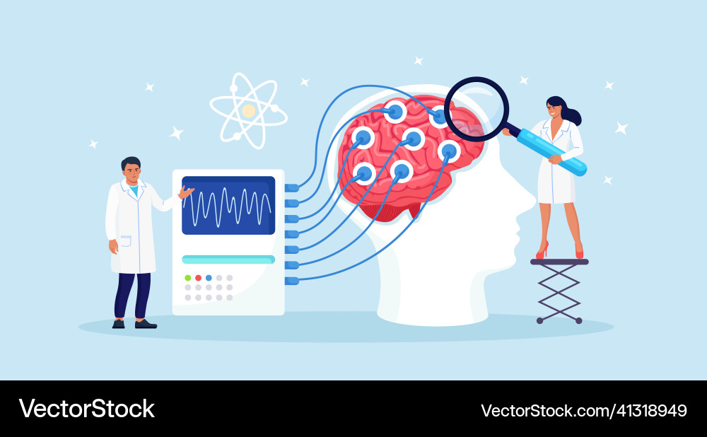 Neurologist Brain Scan EEG Analysis vector image
