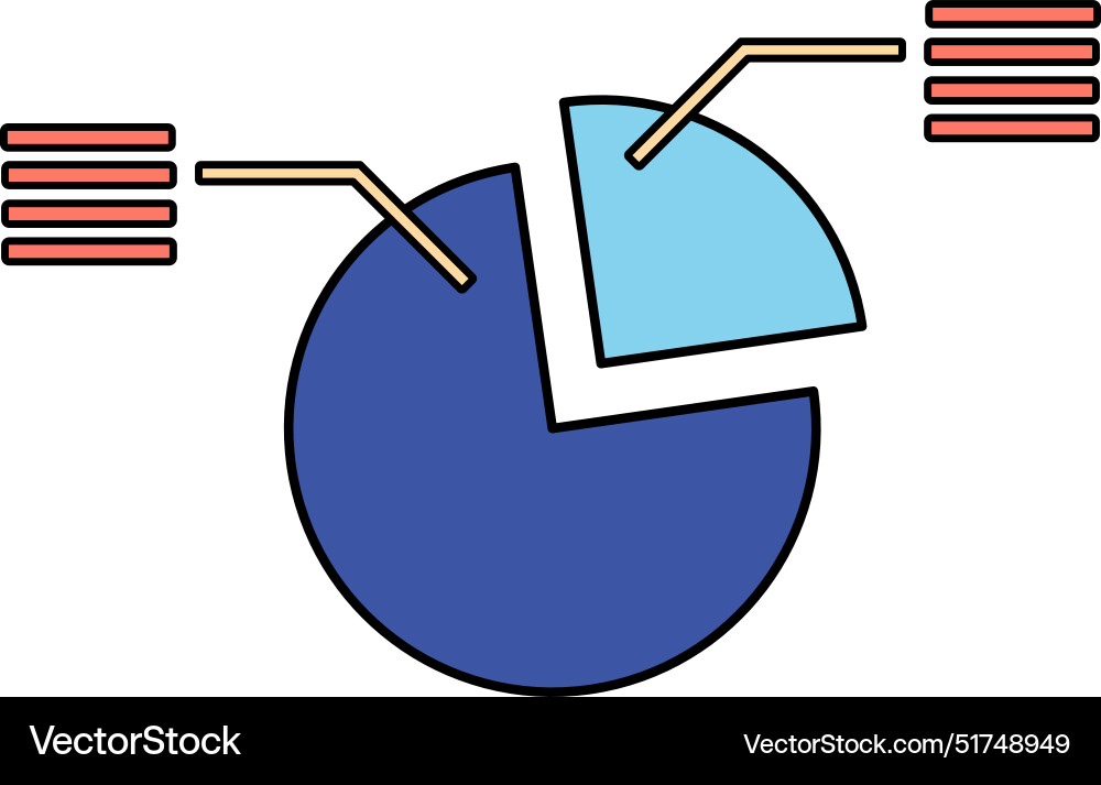 Pie chart with segments representing data Vector Image