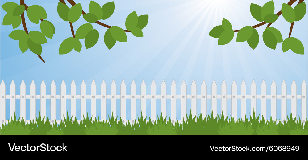 White Picket Fence Lawn Vector Image