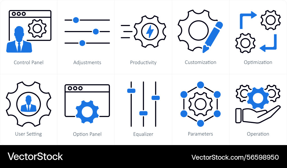 A set of 10 settings and configuration icons vector image