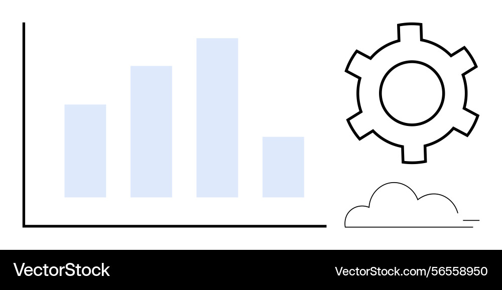 Bar chart and gear with cloud icon representing Bar chart and gear with cloud icon representing vector image