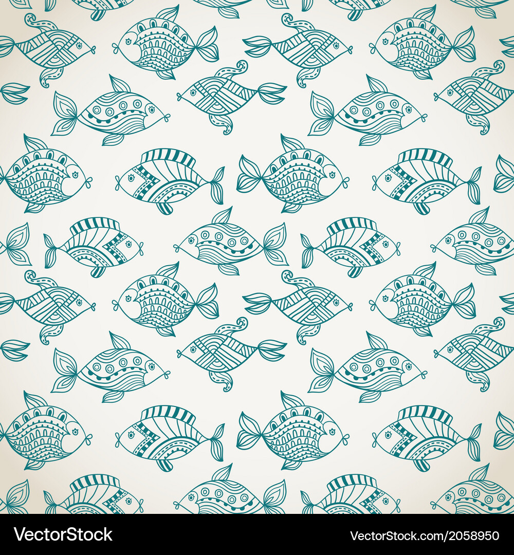 Fish pattern in abstract style Vector Image
