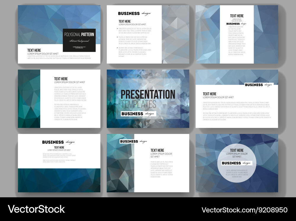 Set of 9 templates for presentation slides Vector Image