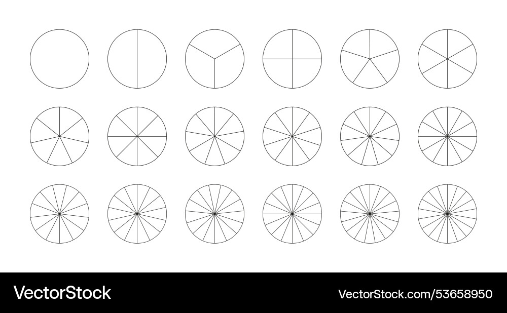 Set of segmented charts pie chart template vector image