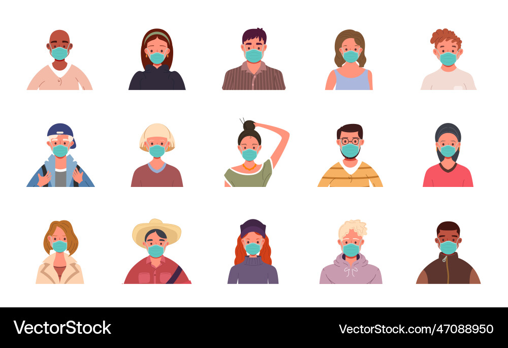 User avatars in medical masks User avatars in medical masks vector image