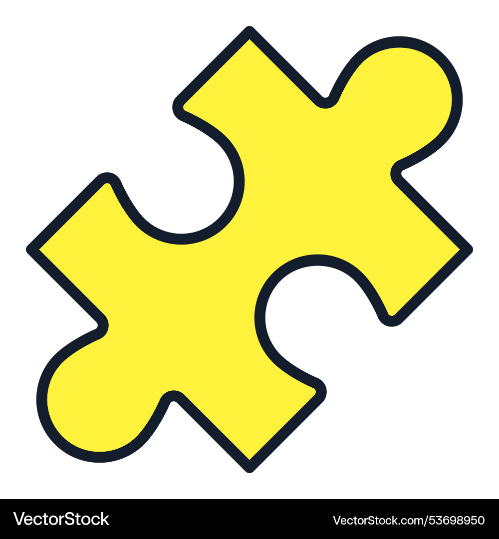Yellow jigsaw puzzle element minimal colored icon Vector Image
