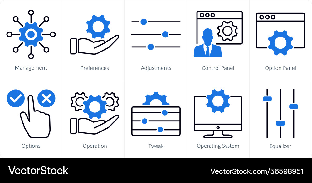 A set of 10 settings and configuration icons vector image
