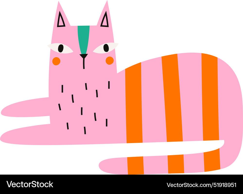 Abstract lying cat with pattern Vector Image