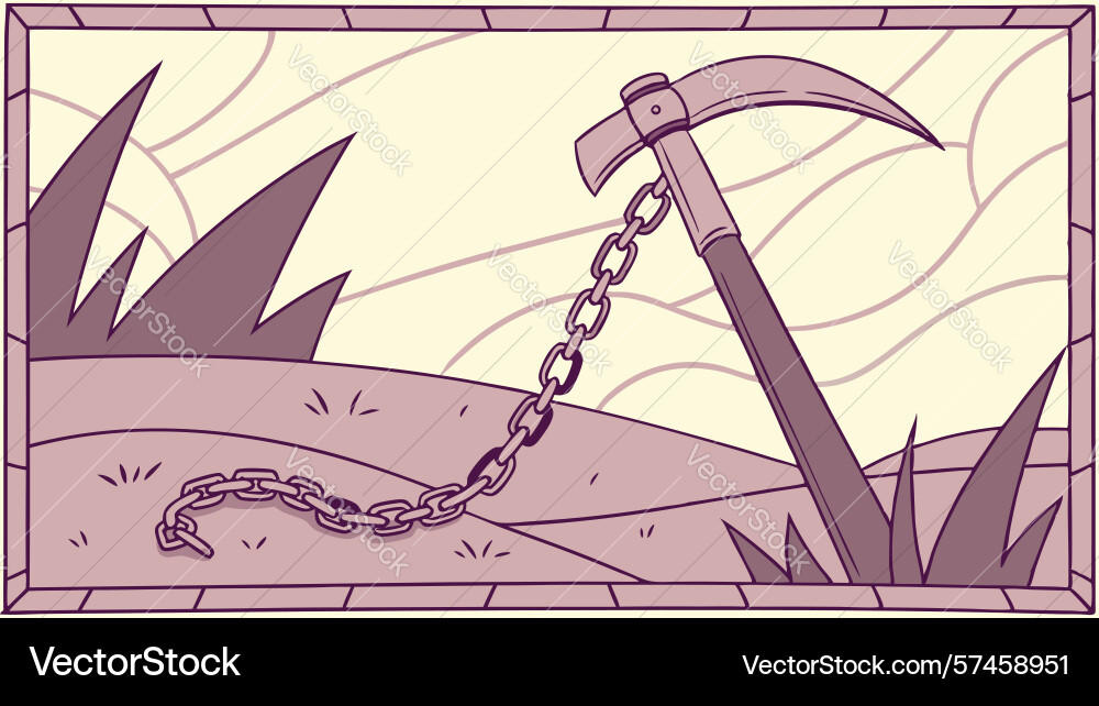 Abstract pickaxe with dynamic chains artistic vector image