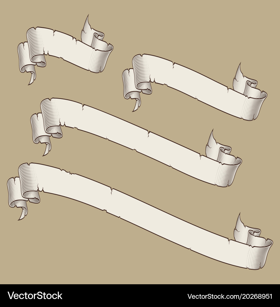Antique Papyrus Scrolls - Set of Four vector image