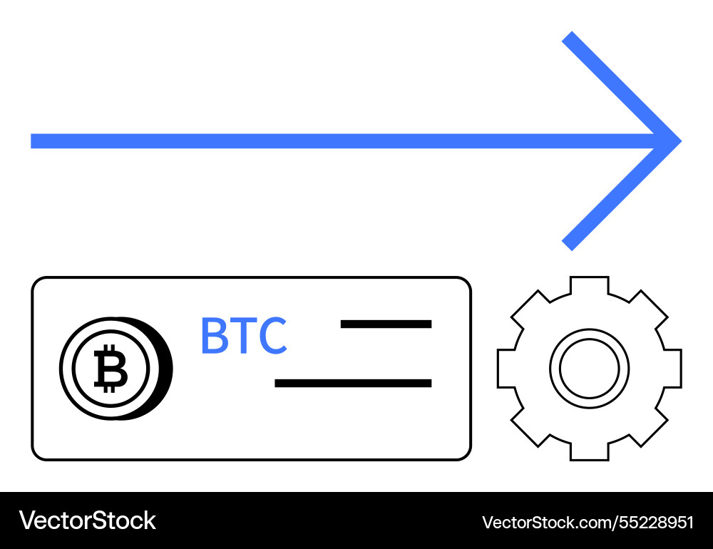 Bitcoin transaction process with arrow Vector Image