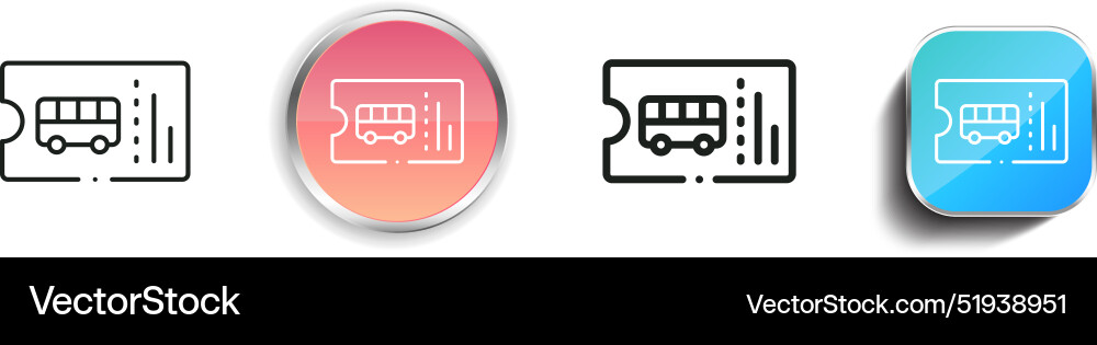 Bus ticket icon thin linear regular and button Bus ticket icon thin linear regular and button vector image