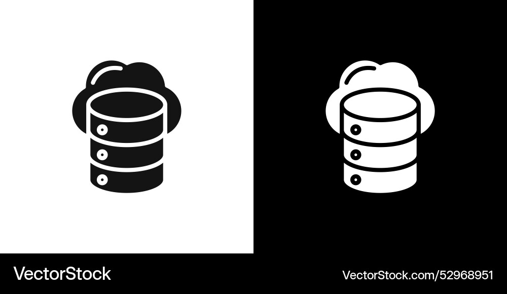 Cloud database icon flat fill set collection Cloud database icon flat fill set collection Vector Image