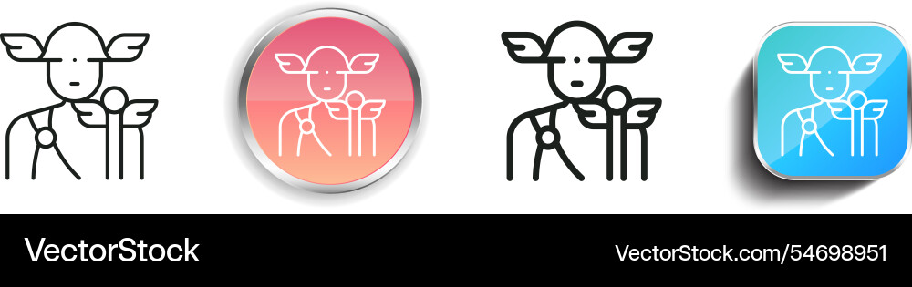Hermes icon thin linear regular and button style Hermes icon thin linear regular and button style vector image