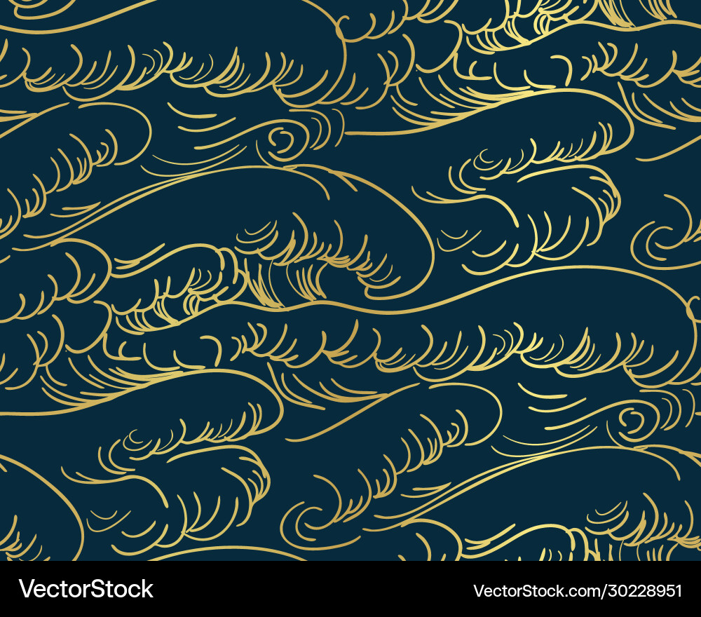 Storm wave water sea japanese chinese seamless Storm wave water sea japanese chinese seamless vector image