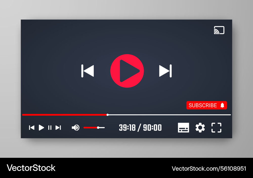 Video player template for web or mobile apps Video player template for web or mobile apps Vector Image
