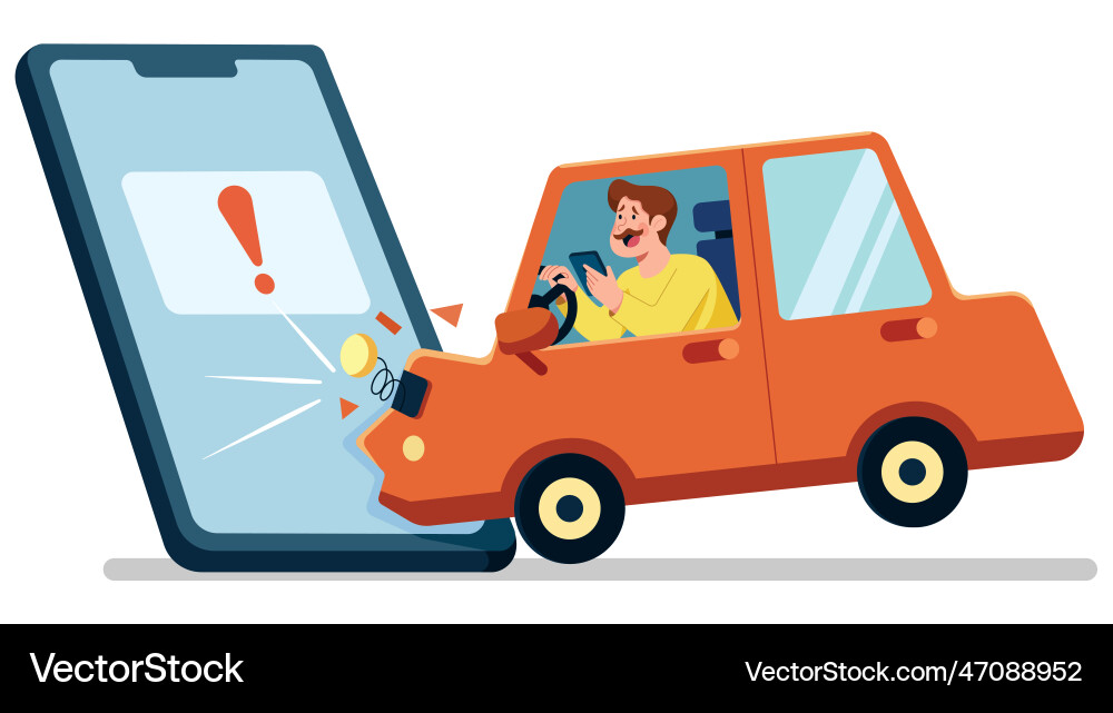 Auto zerquetschen in Smartphone auf weiß Auto zerquetschen in Smartphone auf weiß vektorbild