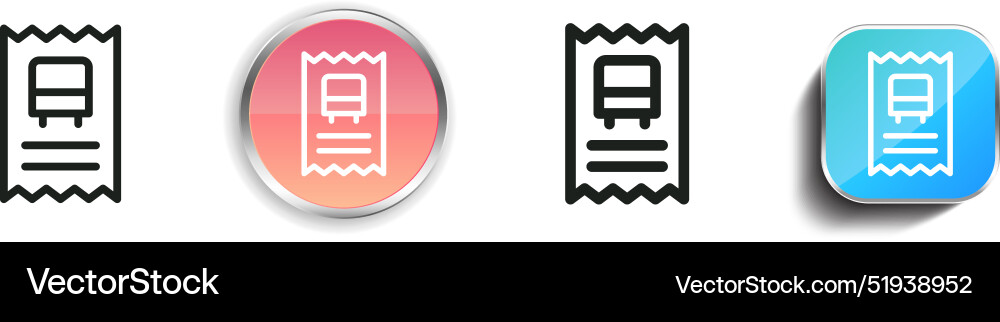 Bus ticket icon thin linear regular and button Bus ticket icon thin linear regular and button Vector Image