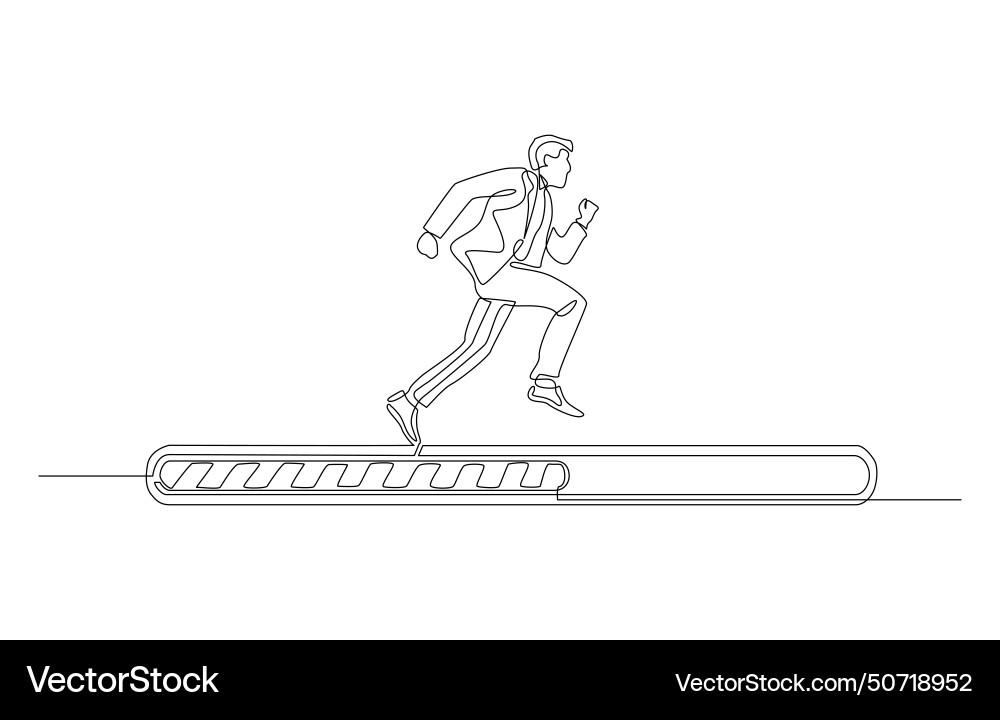 Businessman running on loading bar Businessman running on loading bar vector image
