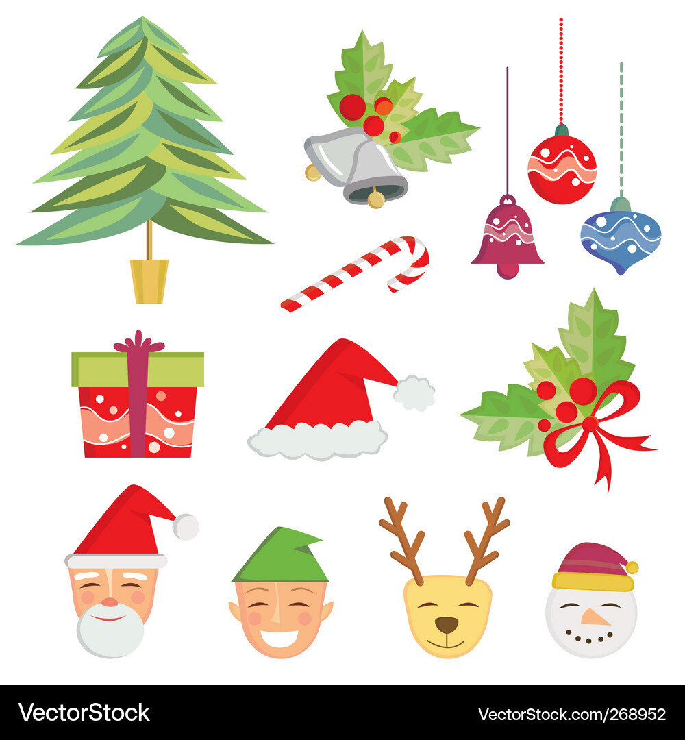 Christmas Icon Set Vector Image