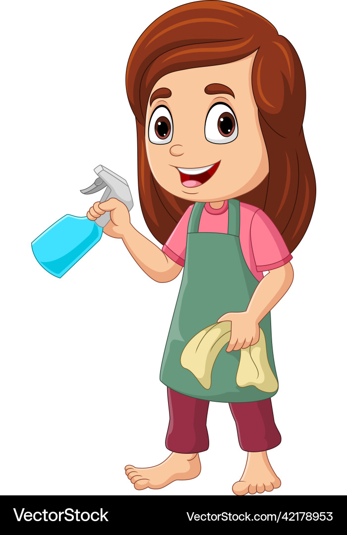 Cartoon kleines Mädchen halten ein Spray und Wut Cartoon kleines Mädchen halten ein Spray und Wut Vektorbild