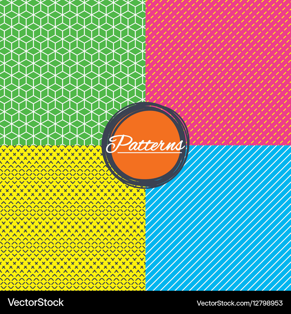 Cubes dashed diagonal lines seamless textures Vector Image