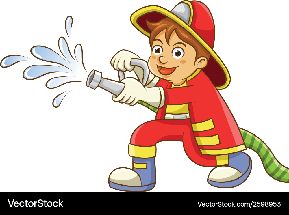 Cute Firefighter Boy Royalty Free Vector Image