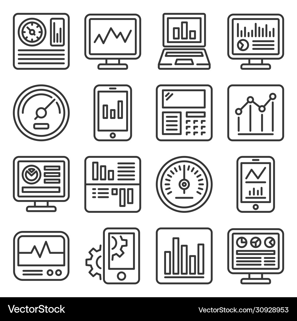 Dashboard Charts & Graphs Icons vector image