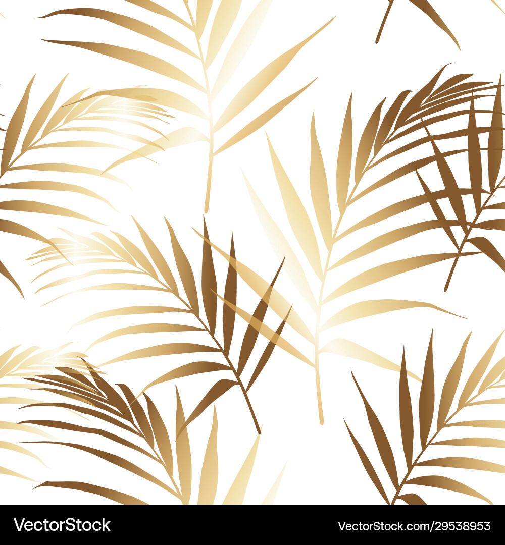 Golden Palm Leaf Seamless Pattern Vector Image