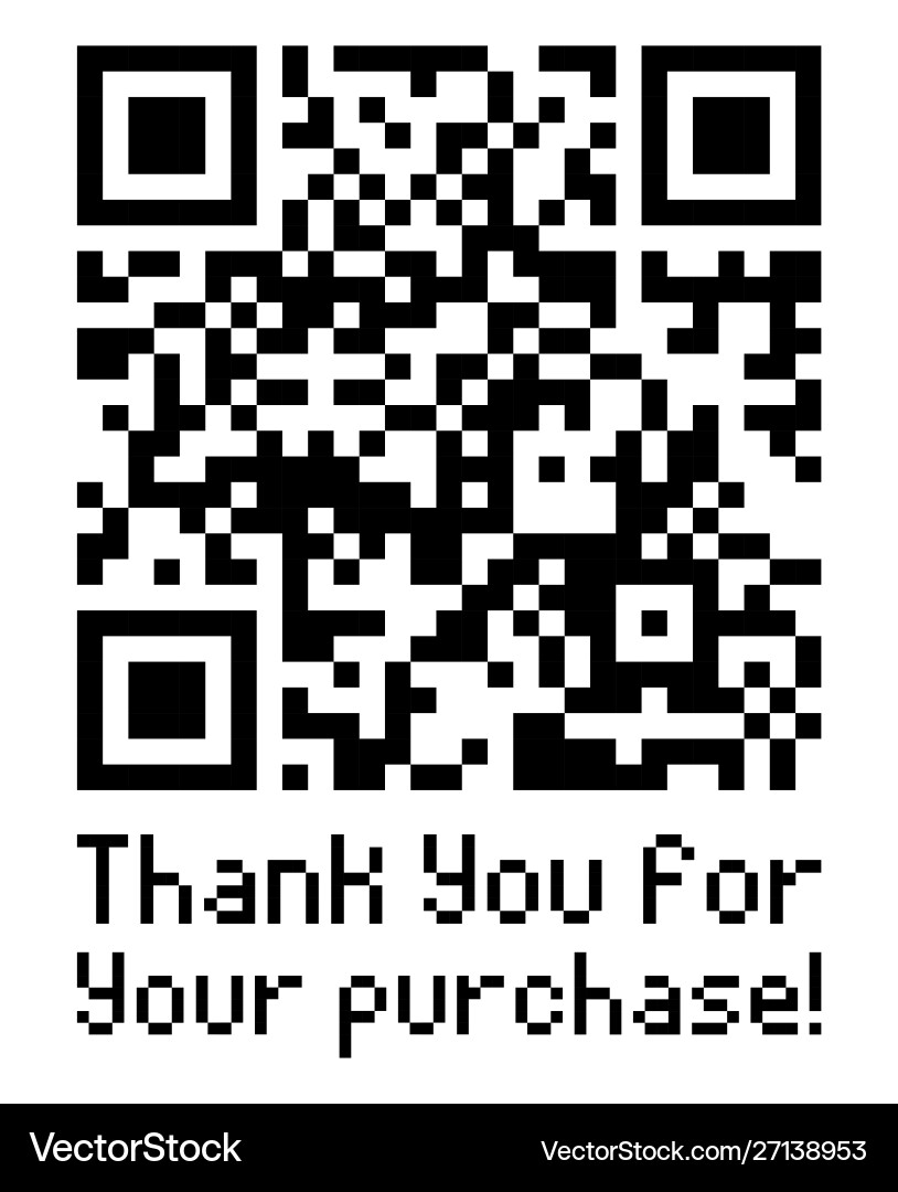 Qr code sample with text thank you for your Qr code sample with text thank you for your vector image