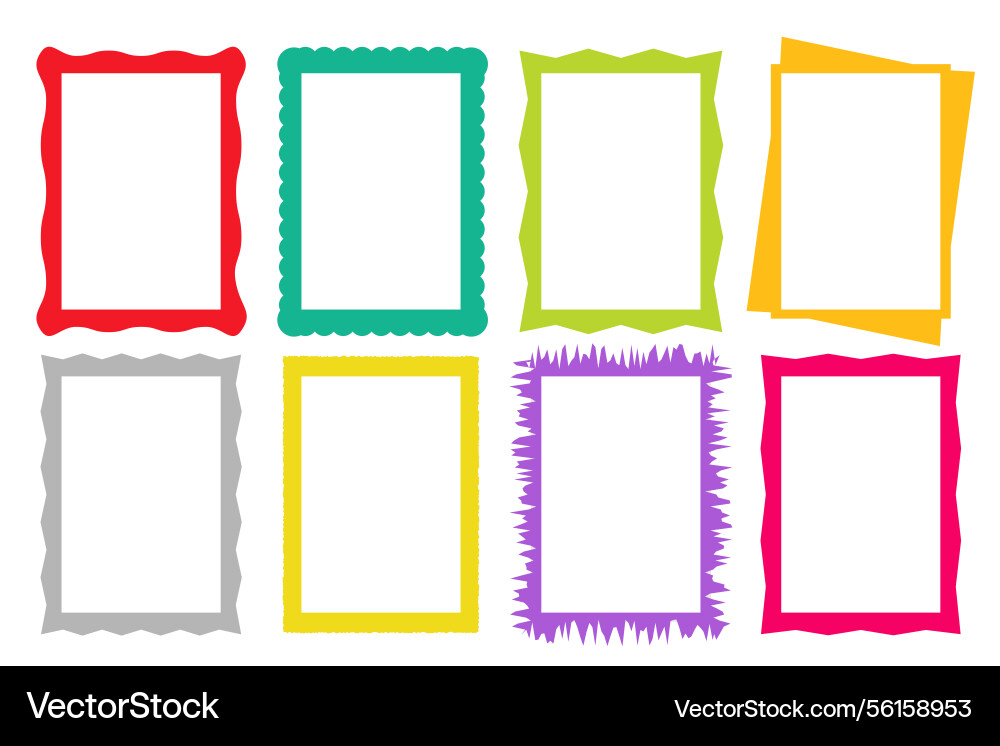 Set of rectangle frames with wavy edges zigzag Vector Image
