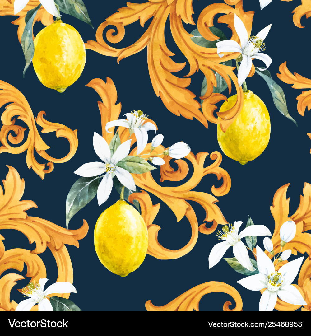 Watercolor lemon seamless pattern Watercolor lemon seamless pattern vector image