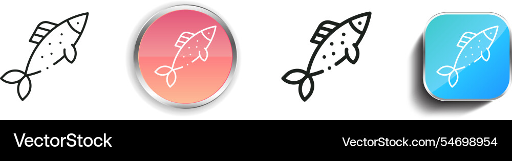 Herring Icon - Thin Linear & Button Styles vector image