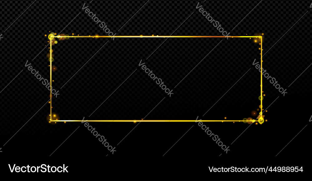 Simple yellow rectangular frame with sparkles png Vector Image