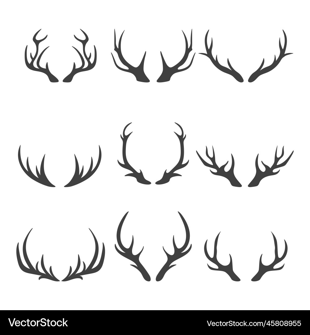 Deer Antler Silhouettes Royalty Free Vector Image