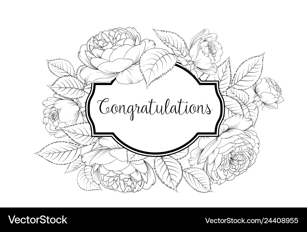 Floral Wedding Sign Frame vector image