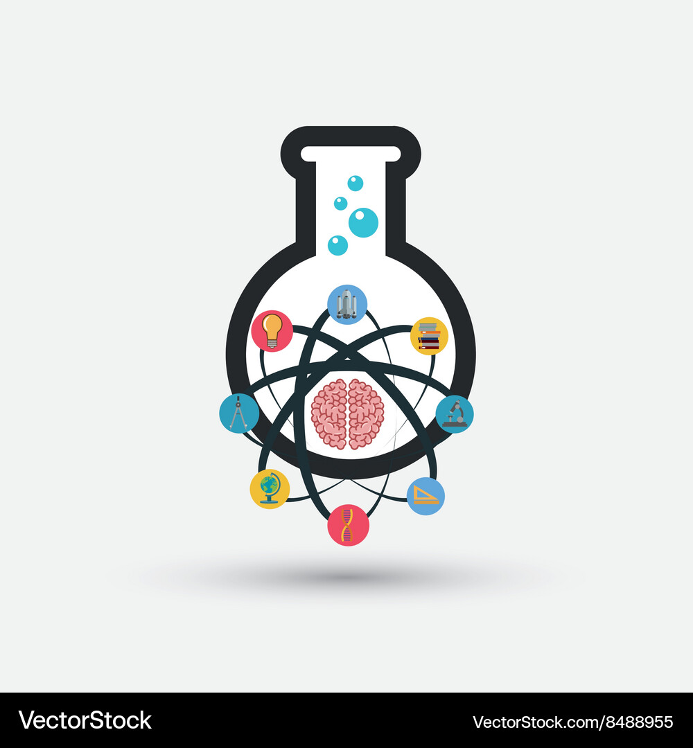 Laboratory flask over white background Vector Image