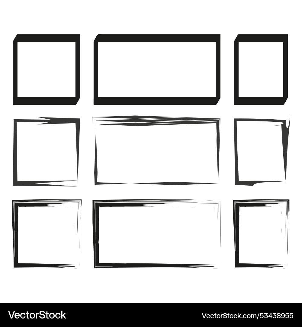 Rectangular frames icon grunge border set box Vector Image
