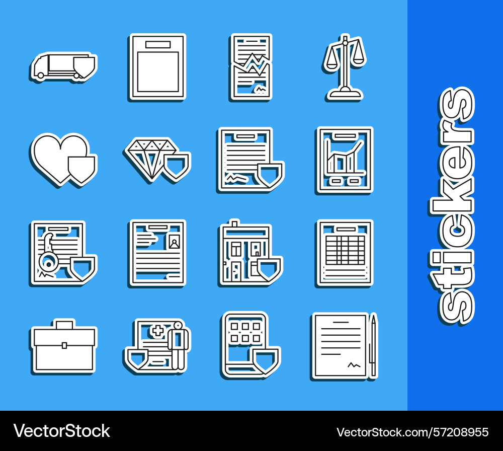 Set line contract with pen report file document vector image