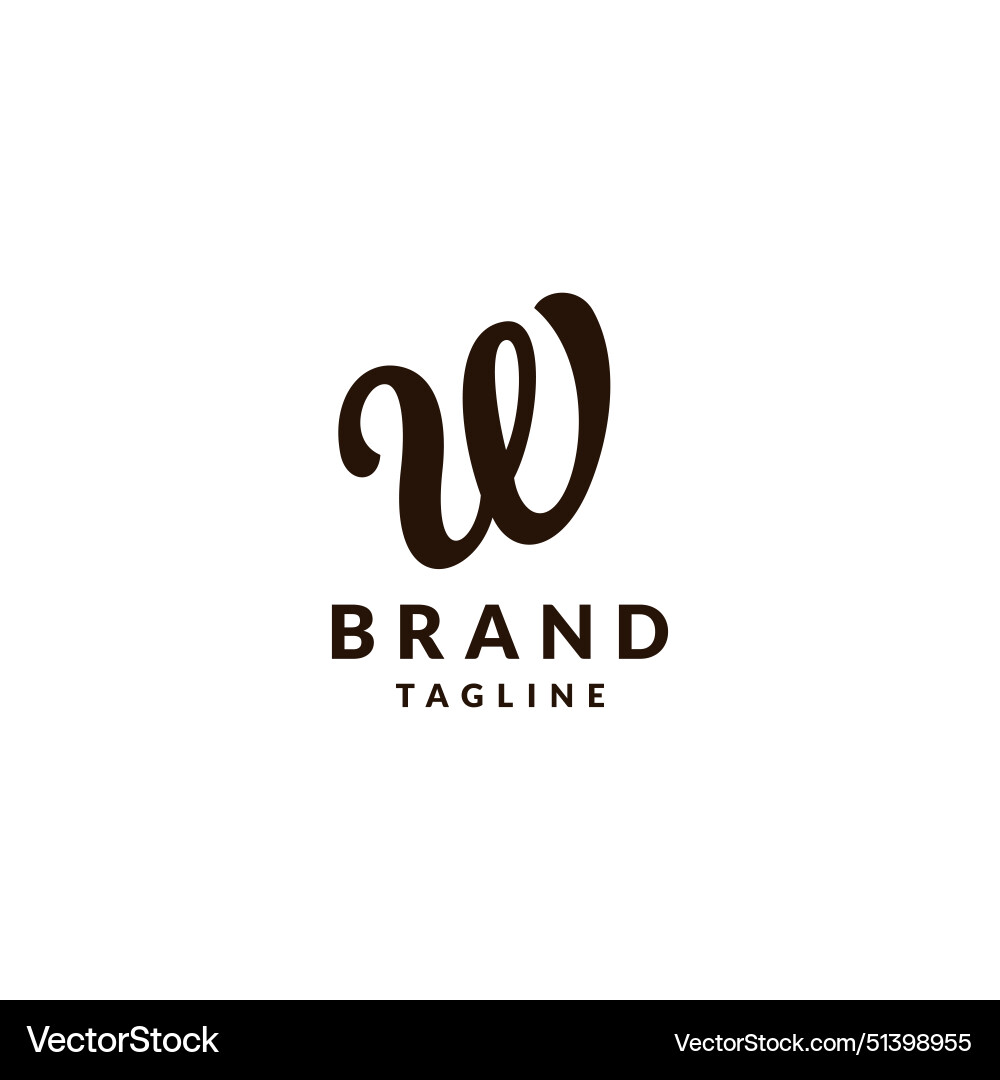 Simple script initial letter w logo design Simple script initial letter w logo design vector image