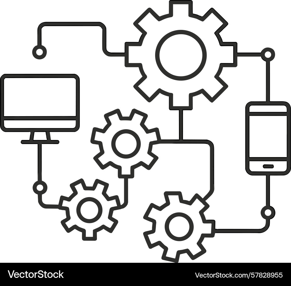 Technology integration using gears to connect Technology integration using gears to connect vector image