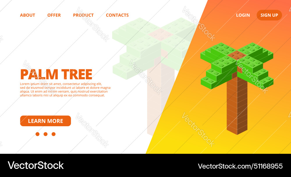 Web template with a palm tree Vector Image