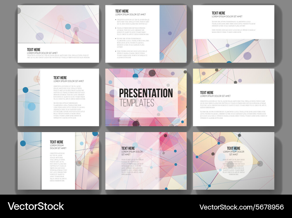 Set of 9 templates for presentation slides vector image