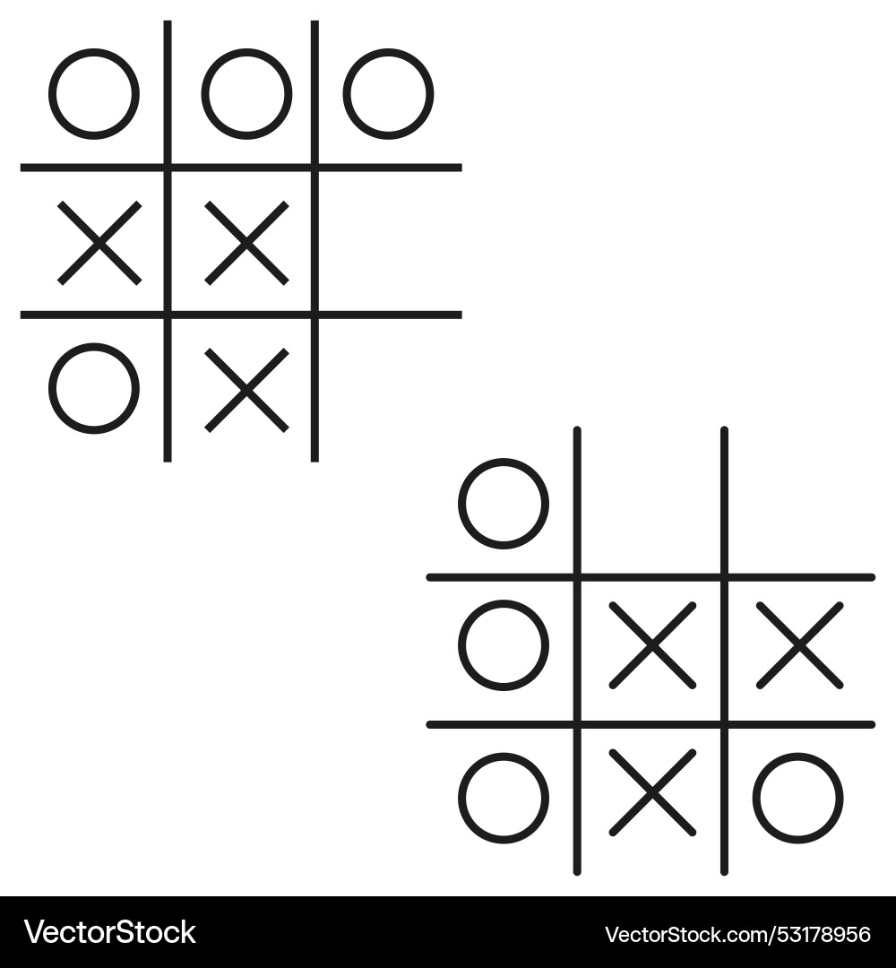 Tic tac toe icons simple game grid circle Tic tac toe icons simple game grid circle vector image